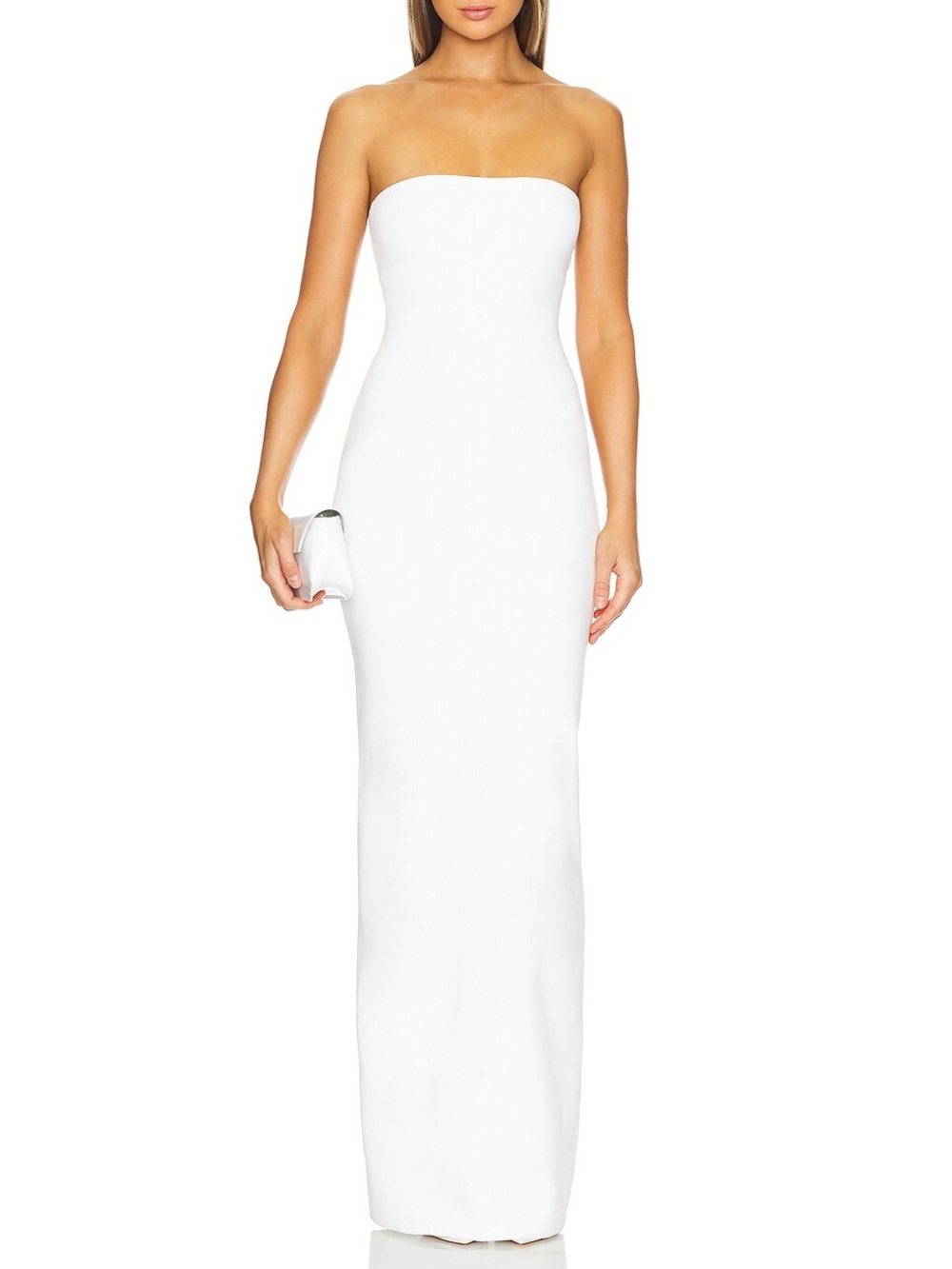 Ronny Kobo Lehua Optic White Strapless Knit Maxi Dress S NWT $498 Resort Bridal